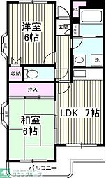 シティーハイムM 2DKの間取図画像
