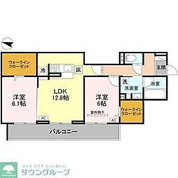 さいたま市緑区大字中野田アパート 2LDKの間取図画像