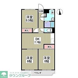 風見鶏グランドハイツ2 3DKの間取図画像