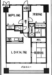 ロイヤルメドゥ北戸田 2SLDKの間取図画像