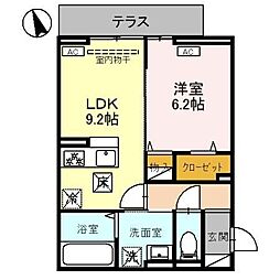 Dアヴァンス赤山町 1LDKの間取図画像