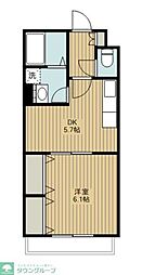 クィーンズヒル 1Kの間取図画像