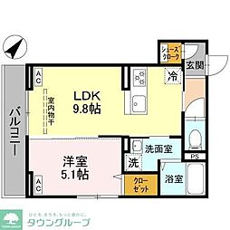 蕨市中央5丁目アパート 1LDKの間取図画像