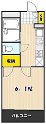 レオパレスリモーネ6 1Kの間取図画像