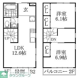 The Orchard Yahata A棟 2SLDKの間取図画像