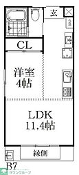 The Orchard Yahata A棟 1LDKの間取図画像