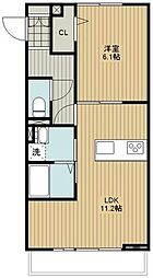 リヴェール川口芝 1LDKの間取図画像