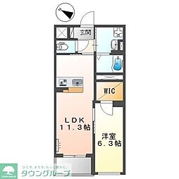 蕨市錦町4丁目マンション 1LDKの間取図画像