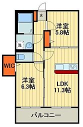 FLEX川口2EAST 2LDKの間取図画像