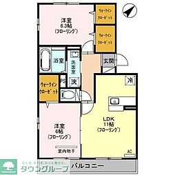 エスベランサB 2LDKの間取図画像