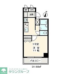 エム・ステージ白磁楼 1Kの間取図画像