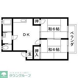 グリーンハイツ差間 2DKの間取図画像