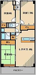 プロスペクト浦和常盤 3LDKの間取図画像