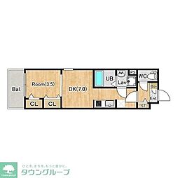 川口市南鳩ヶ谷8丁目アパート 1DKの間取図画像