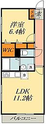 Ｇｏｌｄ　Ｗｉｎ 201 2階1LDKの間取り