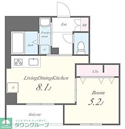 東京メトロ東西線 木場駅 徒歩5分の賃貸マンション 1階1LDKの間取り
