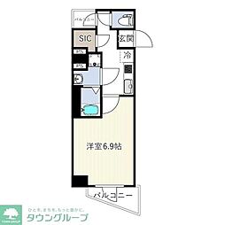 都営大江戸線 門前仲町駅 徒歩8分の賃貸マンション 3階1Kの間取り