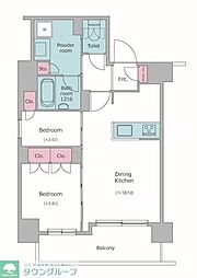都営新宿線 菊川駅 徒歩3分の賃貸マンション 2階2LDKの間取り