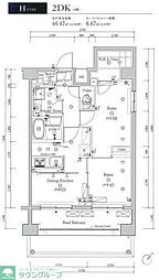 東武伊勢崎線 とうきょうスカイツリー駅 徒歩8分の賃貸マンション 6階2DKの間取り