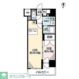 JR総武線 亀戸駅 徒歩8分の賃貸マンション 10階1LDKの間取り