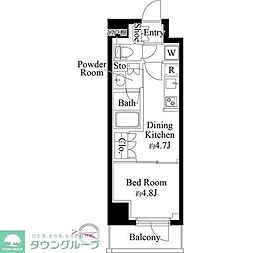 都営大江戸線 清澄白河駅 徒歩12分の賃貸マンション 5階1DKの間取り