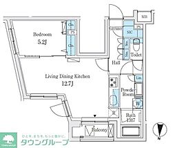 JR総武線 亀戸駅 徒歩6分の賃貸マンション 5階1LDKの間取り