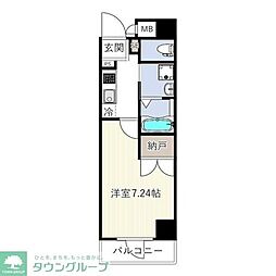 都営大江戸線 門前仲町駅 徒歩8分の賃貸マンション 6階1Kの間取り