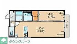 ヴァン・ヴェール百花園 3階1LDKの間取り