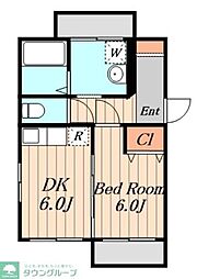 モトハシハイツ 1DKの間取図画像
