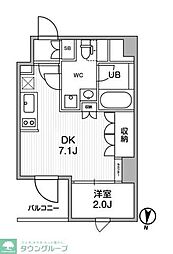 東武亀戸線 曳舟駅 徒歩7分の賃貸マンション 5階1DKの間取り