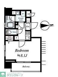 都営大江戸線 門前仲町駅 徒歩13分の賃貸マンション 2階1Kの間取り
