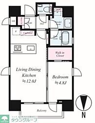 都営新宿線 菊川駅 徒歩1分の賃貸マンション 4階1LDKの間取り