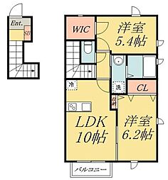 プランドール 2LDKの間取図画像