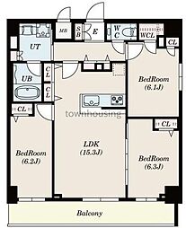 Alivis一之江 3LDKの間取図画像