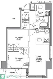 ザ・パークハビオ本所吾妻橋 2LDKの間取図画像