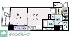 アンソレイエ 1DKの間取図画像