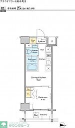 プラウドフラット錦糸町2 1DKの間取図画像