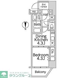 リビオメゾン両国ノース 1DKの間取図画像