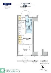 プラウドフラット清澄通り 1DKの間取図画像