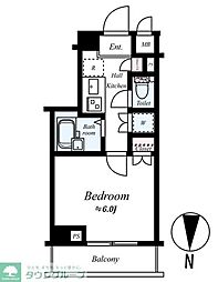 リクレイシア菊川 1Kの間取図画像