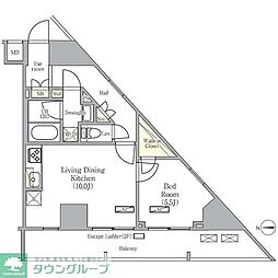 グラシアプレイス曳舟 1LDKの間取図画像