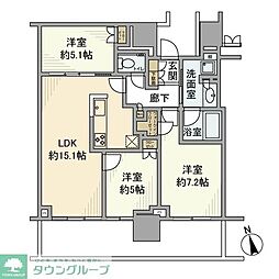 プラウドタワー小岩フロント 31階 3LDKの間取図画像