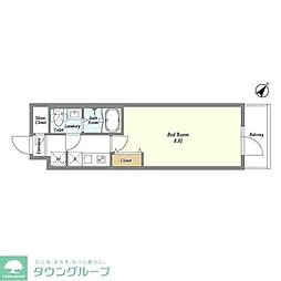 ドゥーエ瑞江 1Kの間取図画像