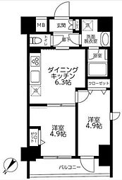 ルフレプレミアム向島 2DKの間取図画像
