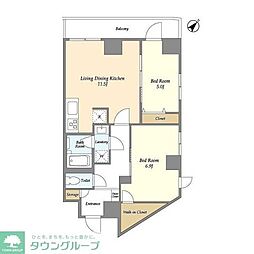 グランカーサ西葛西 2LDKの間取図画像