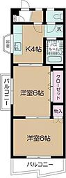 ロイヤルマンション市川 2Kの間取図画像
