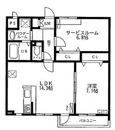 ヴィラブラン 1SLDKの間取図画像