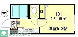 lecocon平井 1Kの間取図画像