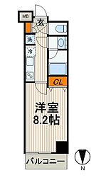 XEBEC押上 1Kの間取図画像