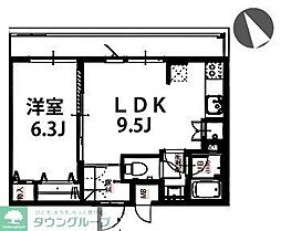 オクドテラス 1LDKの間取図画像